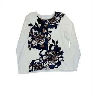Alfred Dunner women’s crew neck floral print sweater with sequins size small